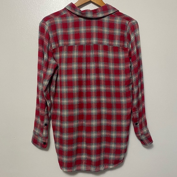 Madewell Ex-Boyfriend Fairfax Plaid Flannel Red Womens Small Button Down Shirt - Picture 4 of 9